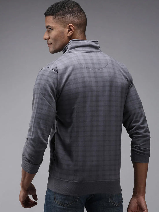 Men Grey Checked Sweatshirt-OTSS-19-Grey