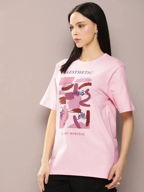 Dillinger Pink Graphic Oversized T-Shirt-WMNCR487PINK-XS