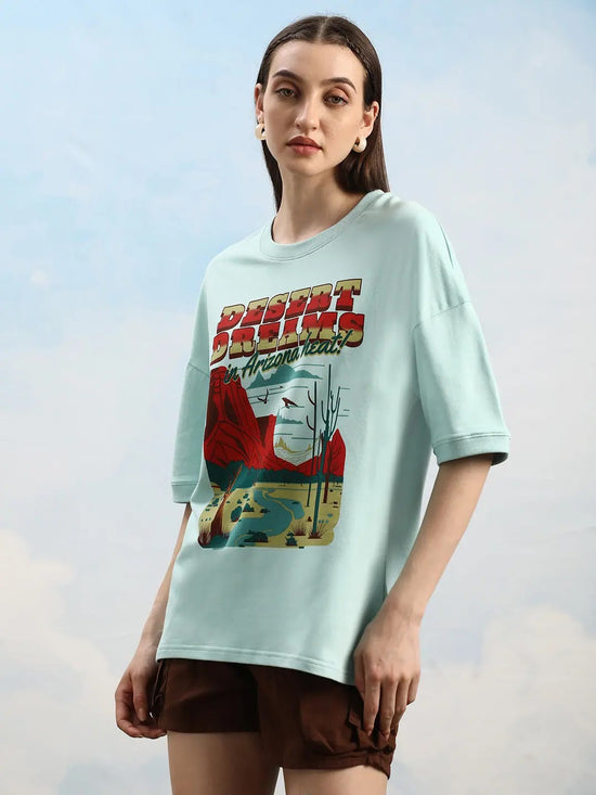 Dillinger Turquoise Blue Graphic Oversized Drop shoulder T-shirt