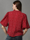 Women's Red Printed Top-AE-7064-Maroon