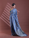 Blue Silk Soft Saree With Texture Print-MA60BSL01400035