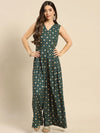 Women Solid Standard Bottle Green Jumpsuits & Sets