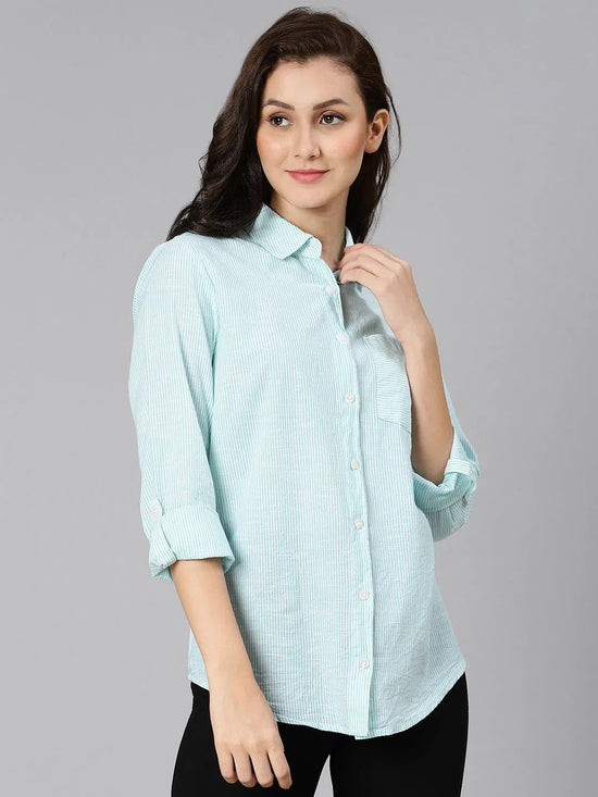 Chillz green striped women shirt