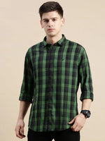 Men Black Checked Casual Shirt-GROVER-1116-Black