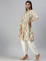 Women's Grey Printed Kurta Sets-BC1264-Grey