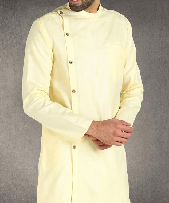 Hangup Men Standard Solid Men's Indian Wear-ST13956_Lemon_RubyLKurta