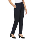 Smarty Pants Women's Cotton Lycra Straight Fit Navy Blue Formal Trouser