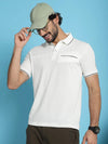 Venitian Men  Pique Matty Cotton Off-White 2 Zipper Pocket Polo Neck T-Shirt