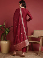 Ahika Polyester Ethnic motifs Maroon Indian Ethnic-PKSKD2401_XS