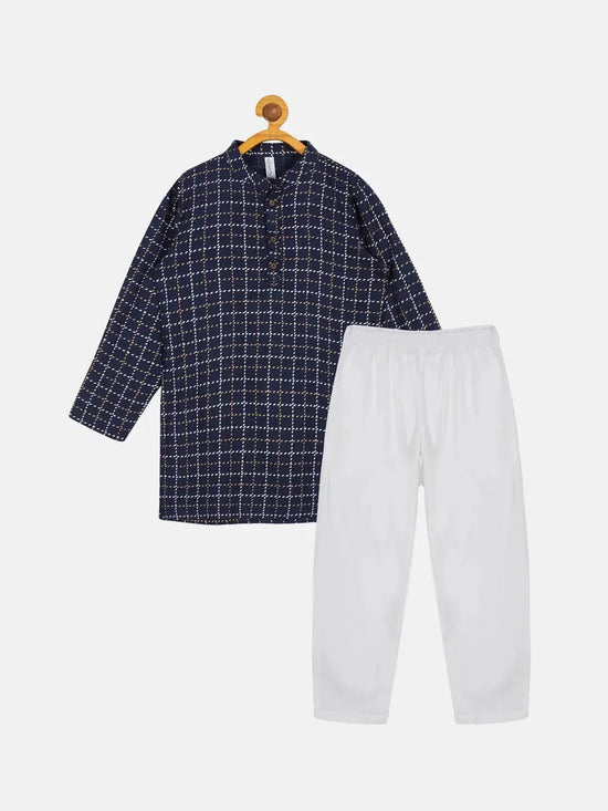 Boys Basic Printed Kurta Pyjama Set-SS23BKURTA038002