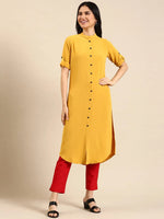 Women's Yellow Solid Straight Kurta-SKC-3354-Yellow