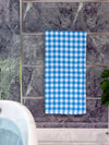 Athom Living Premium Gamcha Bath Towel 65 x 135 cm Pack of 1 White with Blue checkered-ATZ-BT-1F