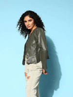 Women Solid Standard Olive Jacket