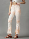 Women's Peach Solid Bootcut Denim Jeans-GZ-5139-Peach