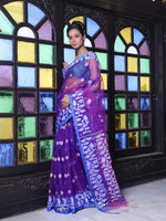 Violet Muslin Saree With Jamdani Designs-MA64MS401190020