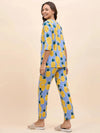 Kurta Pyjama Set in Blue and Yellow Pineapple Print