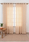 Calico 100% cotton ethnic sheer curtain for living room - Light filtering - Amber - Pack of 1-230824133