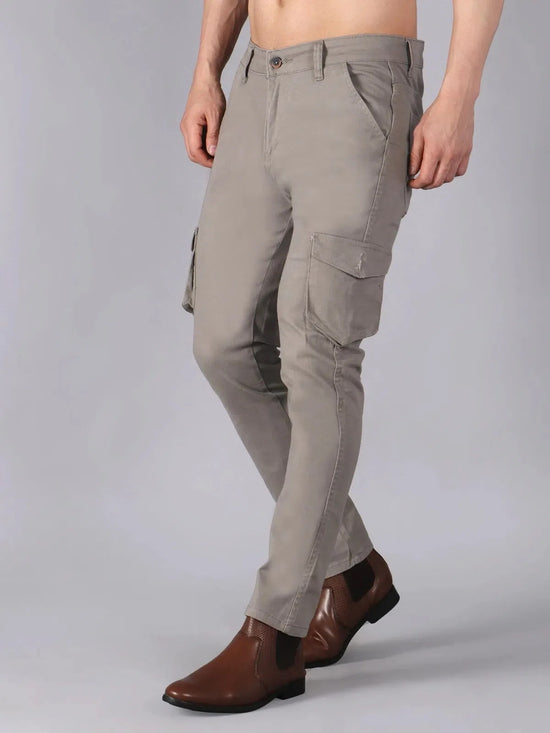 Solid Cargo Pants with 6 pockets-Grey-HC3019-30