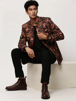 Men Black Printed Casual Blazers-SOBLZ-083-10-Black