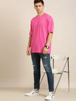 Dillinger Pink Solid Oversized T-Shirt-DLMOV125FSR-S