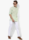 Hangup Men Slim Solid Men's Indian Wear-GreenKurta