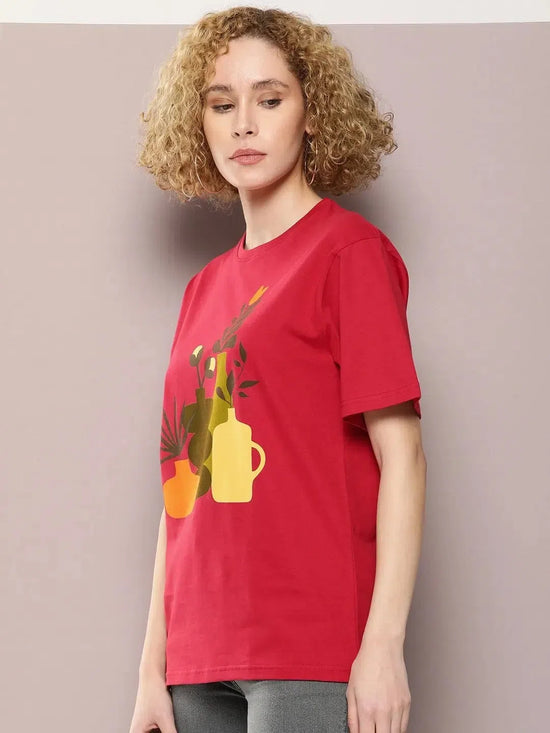 Dillinger Red Graphic Oversized T-Shirt-WMNCR395RED-XS