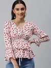 Women's Printed White Top-AE-10226-Whitered