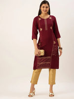 Women's Magenta Solid Straight Kurta-DF-1212-Magenta