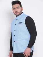 Hangup Men Standard Solid Men's Indian Wear-Linen_Basket_Dark_Blue1