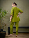 Women Green Sleeves Embroidered Shirt With Palazzos