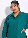 Women Turquoise Blue Poplin Shirt