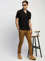 Men Black Solid Shirt-AANYA-1686-Black