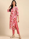 Women's Pink Tie Dye Kurta Set-SKC-937-Pink