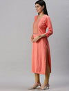 Women's Pink Striped Straight Kurta-SKC3183-Pink