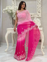 Saree Mall Women's Georgette Pink Embellished Designer Saree With Blouse Piece-KESARI2902