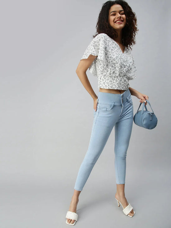 Women White Printed Crop Styled Back Top-AE-10180-Whitenavyblue