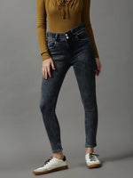 Women's Grey Solid Skinny Fit Denim Jeans-GZ-5317-Grey