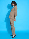 Women Beige Front Button Blazer With Front Darted Pants