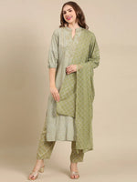 Women's Olive Printed Kurta Set-GW-2979-Olive