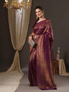 Saree Mall Women's Georgette Purple Woven Design Woven Saree With Blouse Piece-12ALEKHA1201