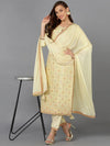 Silk Blend Lemon Yellow Jacquard Party wear