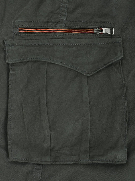 Cargos with Neon Zip and 6 pockets-Green