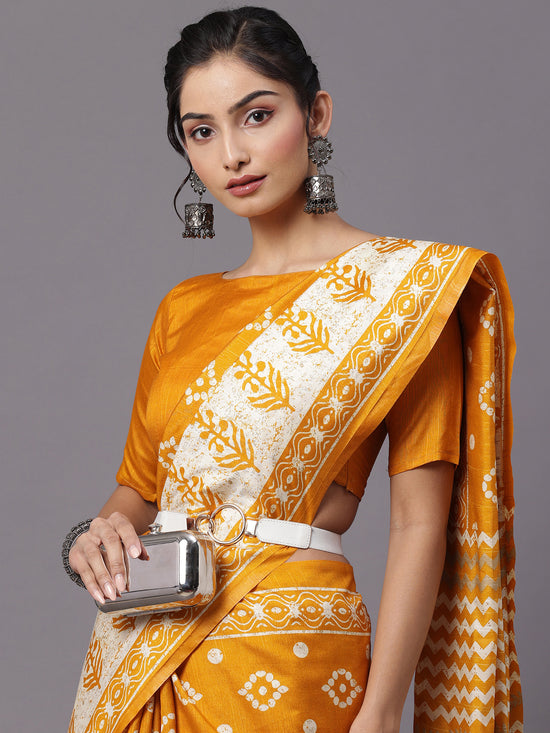 Saree Mall Women's Bhagalpuri  Yellow Printed Designer Saree With Blouse Piece-18WOM18905