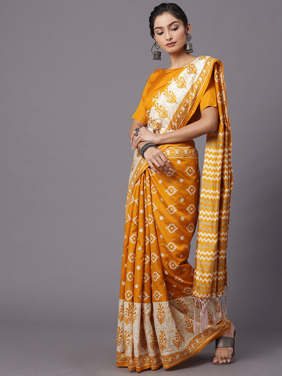 Saree Mall Women's Bhagalpuri  Yellow Printed Designer Saree With Blouse Piece-18WOM18905