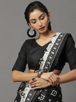 Saree Mall Women's Bhagalpuri  Black Printed Designer Saree With Blouse Piece-18WOM18906