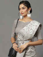 Saree Mall Women's Bhagalpuri  Grey Printed Designer Saree With Blouse Piece-18WOM18908