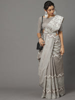 Saree Mall Women's Bhagalpuri  Grey Printed Designer Saree With Blouse Piece-18WOM18908