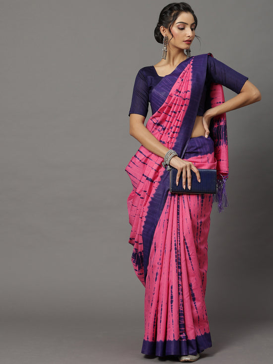 Saree Mall Women's Bhagalpuri  Pink Printed Designer Saree With Blouse Piece-18WOM18909