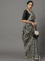 Saree Mall Women's Bhagalpuri  Black Printed Designer Saree With Blouse Piece-18WOM18911