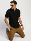 Men Black Solid Shirt-BRION-1807-Black